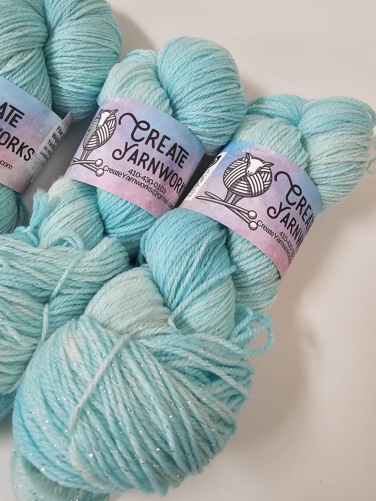 Breakfast at Tiffany's in Silver Sparkle Superwash Merino Blend Fingering Weight Yarn