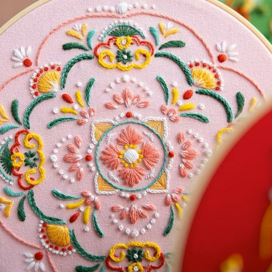Pink Floral Mandala Embroidery Kit