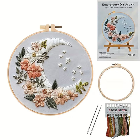 Flowered Moon Embroidery Kit
