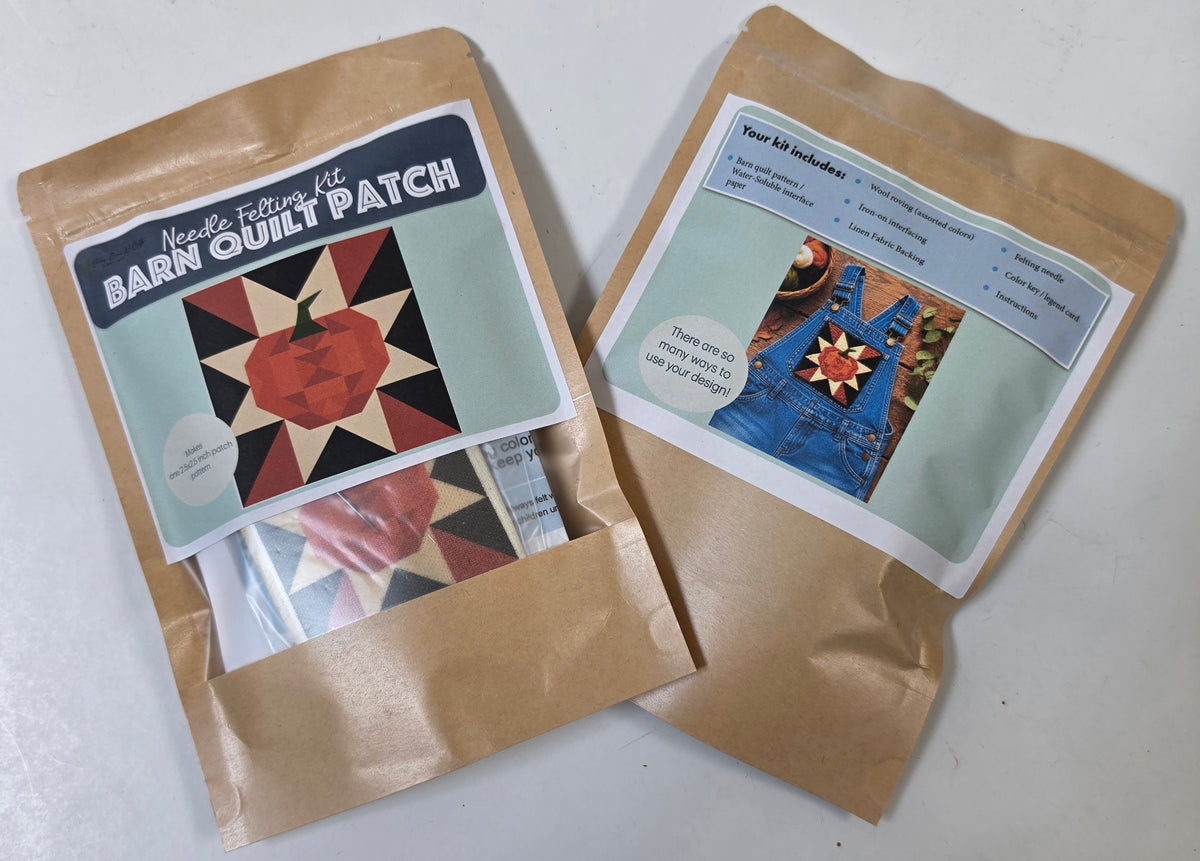 Pumpkin Barn Quilt Patch Needle Felting Kit