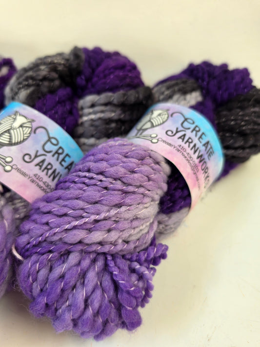 Purple Rain in Thick n Thin 100% Superwash Merino Bulky Yarn