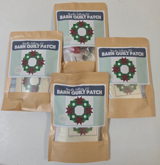 Christmas Wreath Barn Quilt Patch Needle Felting Kit