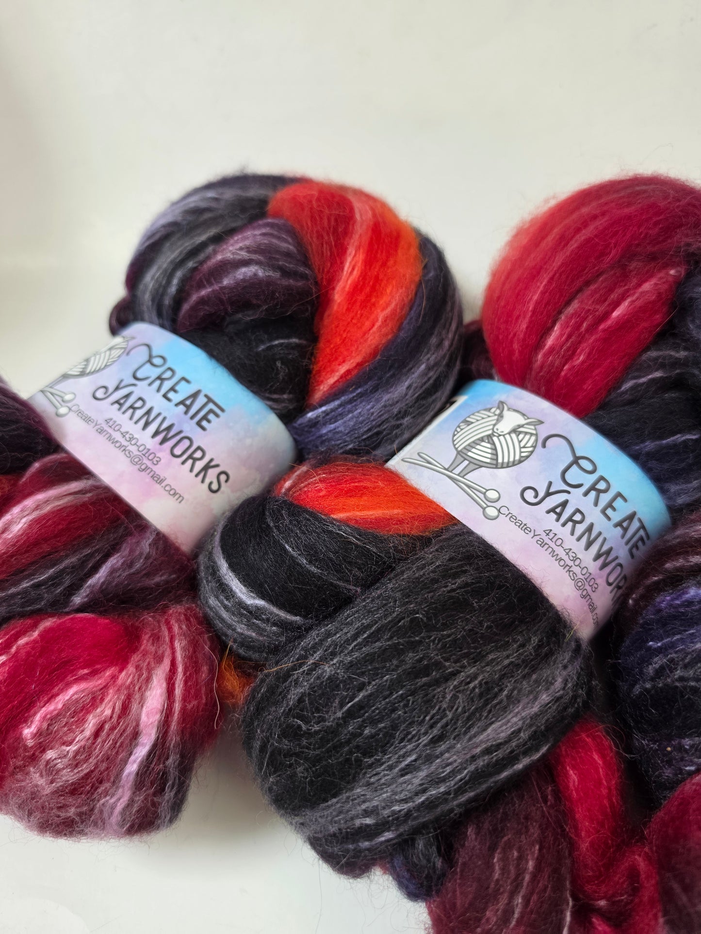 OOAK Navy/Red in Cormo/ Rose Fiber/ Baby Alpaca custom blend Top 4oz braid