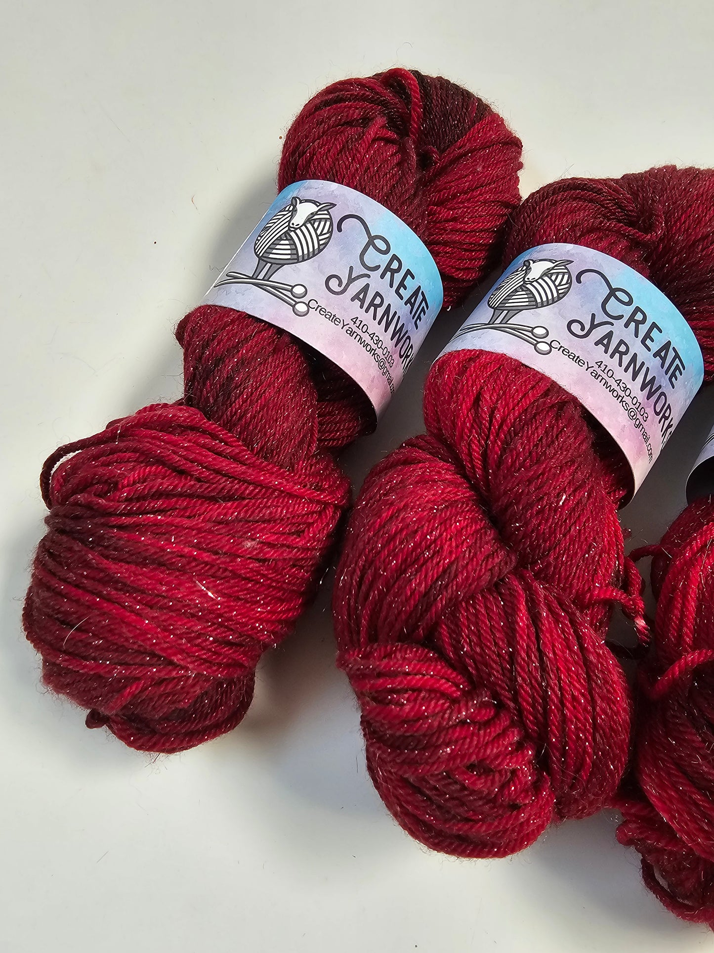 Ragin' Red in Silver Sparkle DK Weight Yarn