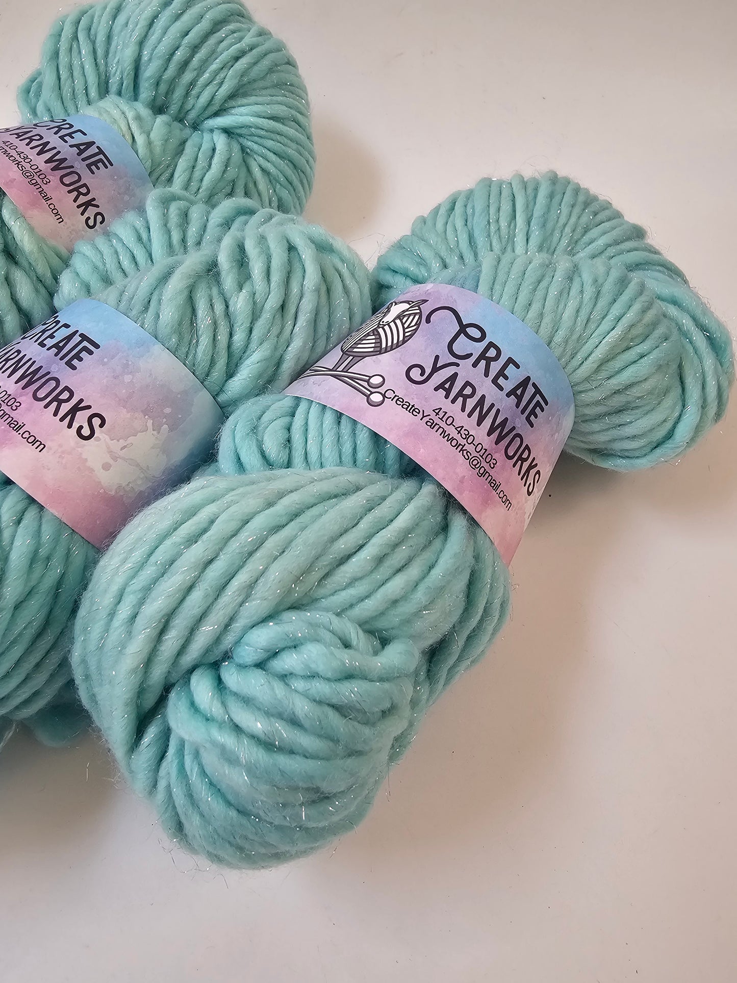 Breakfast at Tiffany's in Silver Sparkle Superwash Merino Blend Super Bulky Weight Yarn