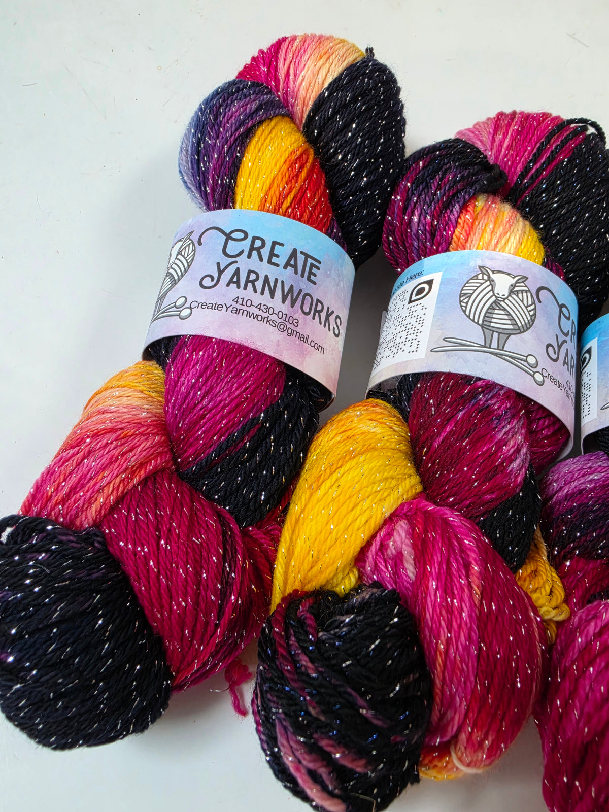 Mountain Sunset in Silver Sparkle Superwash Merino Blend Fingering Weight Yarn