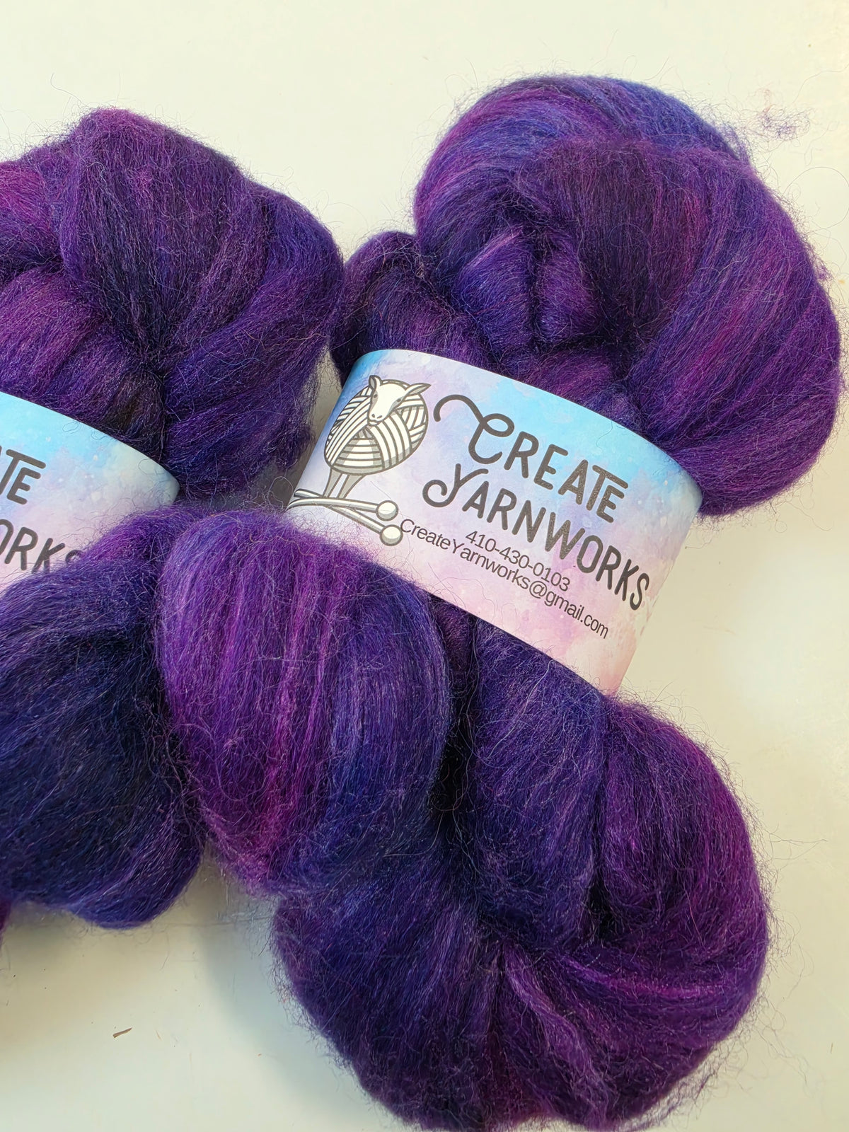 Purples in Baby Alpaca / Tussah Silk custom blend Top 4oz braid