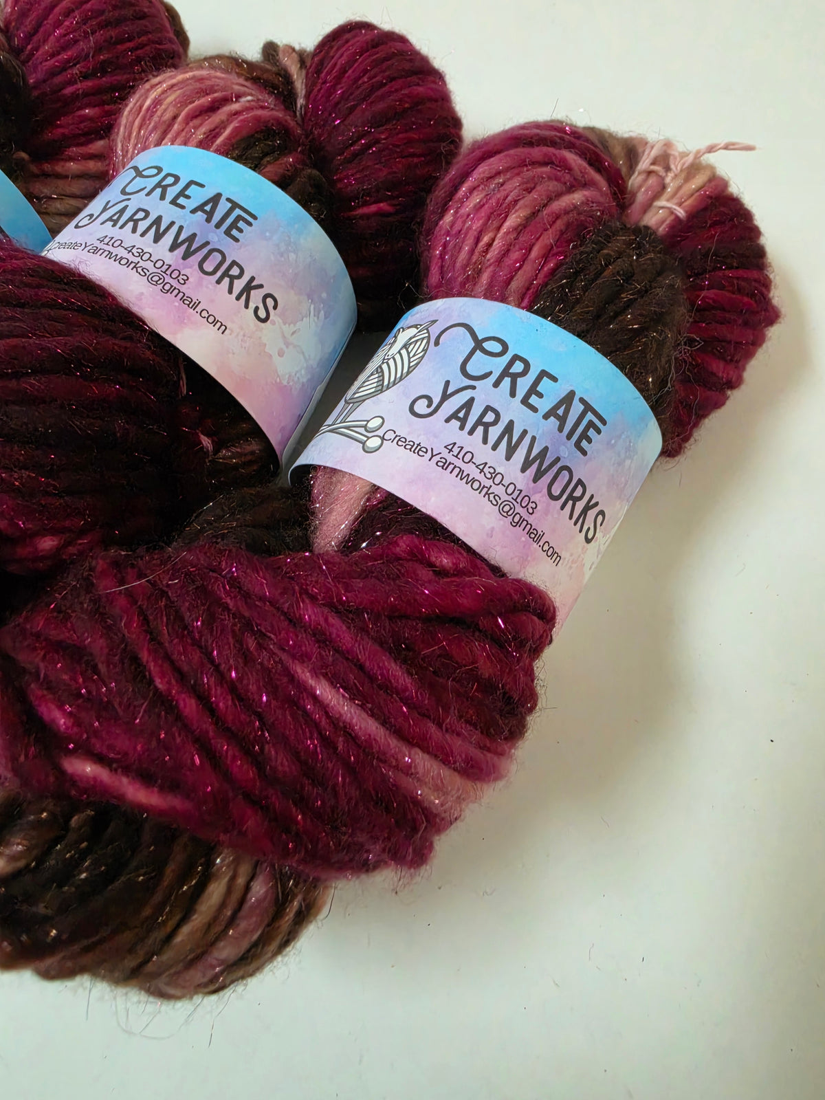 Burgundy Bark in Silver Sparkle Superwash Merino Blend Super Bulky Weight Yarn