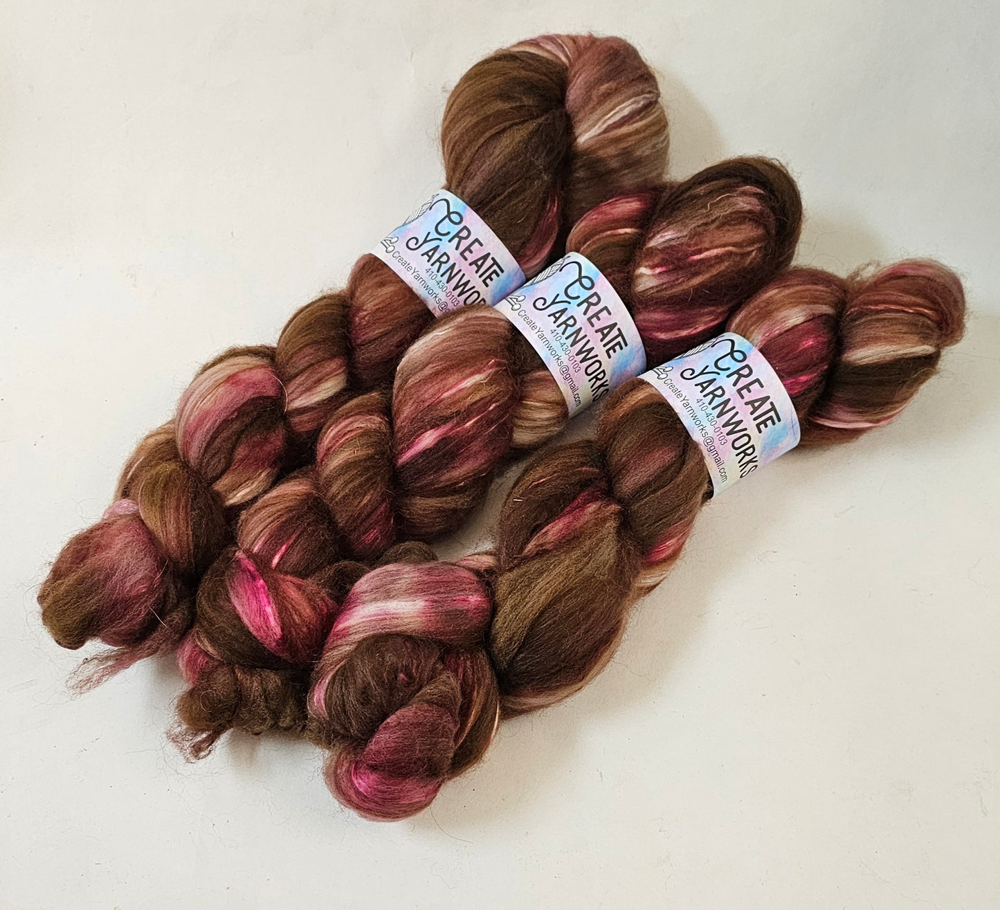 Burgundy Bark in Merino/ Brown Alpaca/ Camel/ Mulberry Silk blend Top 4oz braid