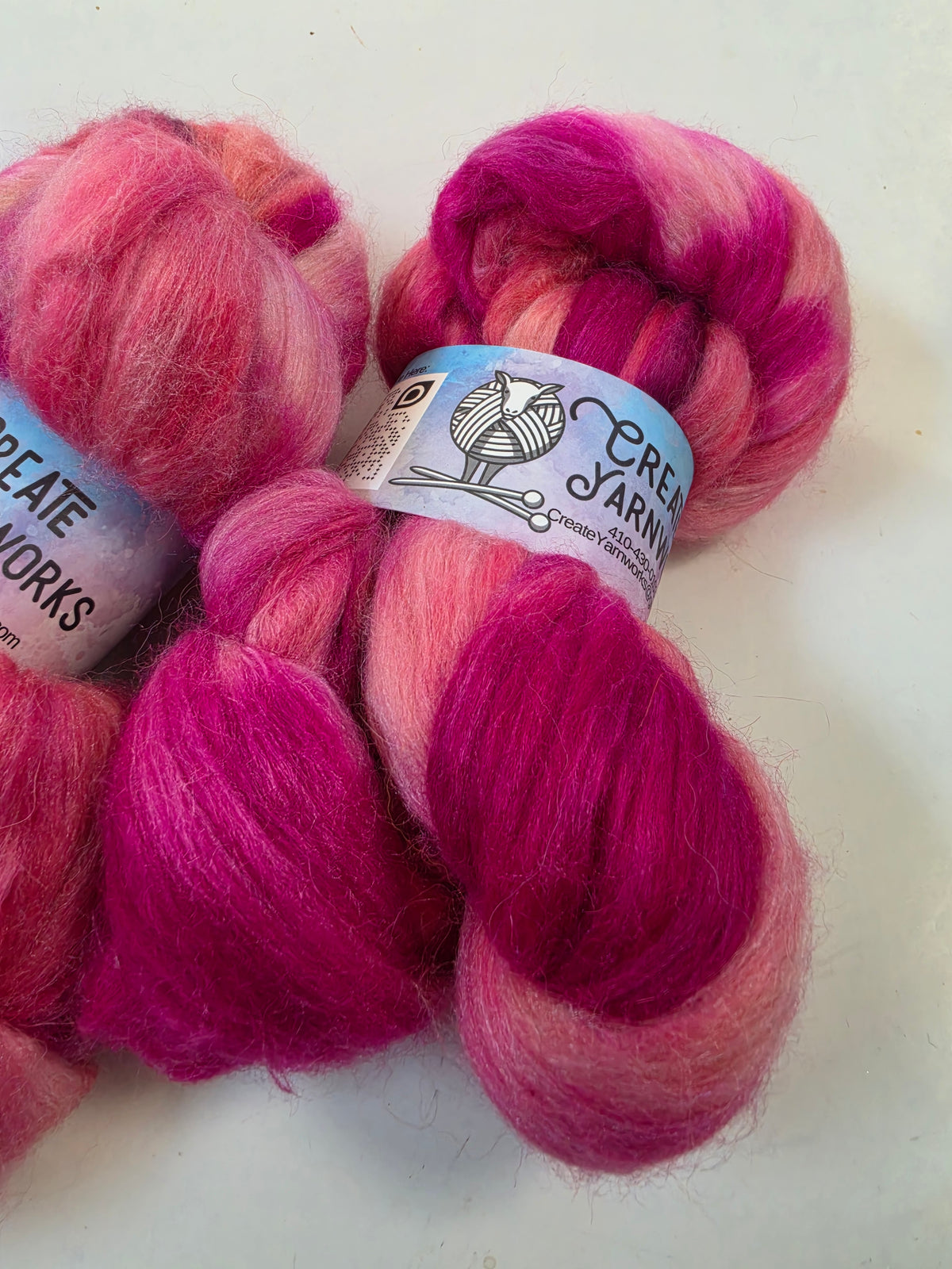 Pretty in Pink in Baby Alpaca / Tussah Silk custom blend Top 4oz braid
