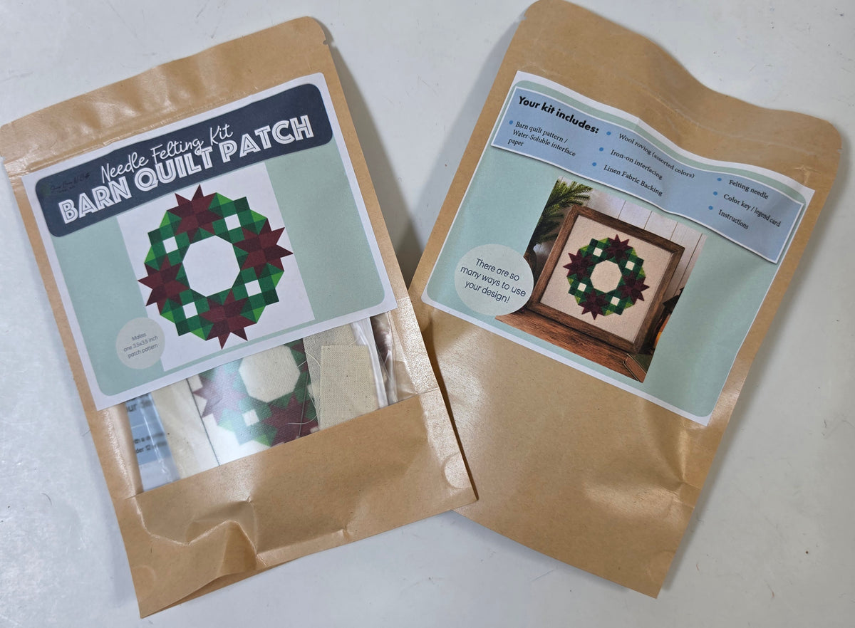 Christmas Wreath Barn Quilt Patch Needle Felting Kit