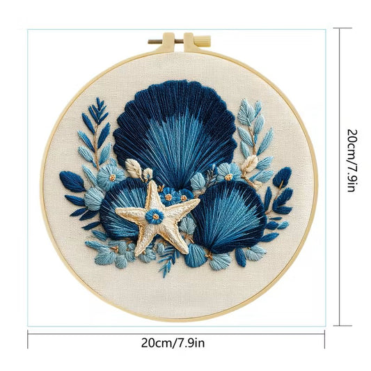 Blue Sea Shells Embroidery Kit