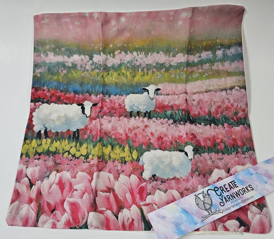 Special - Decorative 18"x18" Pillow - Sheep in Flowers