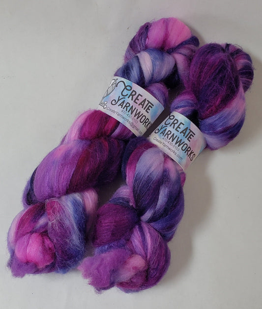 Aurora in Polwarth/Tussah Silk 67/33 custom blend Top 4oz braid