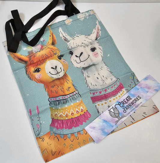 2 More Fancy Alpaca Large Project Bag - Tote with Handles Llama