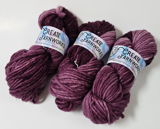 Wine Country in Silver Sparkle Superwash Merino Blend  Super Bulky Weight Yarn