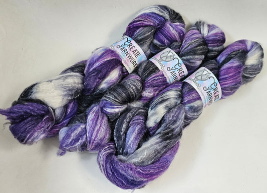 Purple Rain in Merino/Milk Fiber 67/33 blend Top 4oz braid