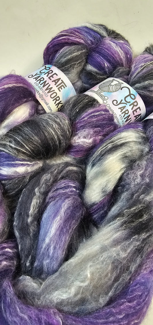 Purple Rain in Merino/Milk Fiber 67/33 blend Top 4oz braid