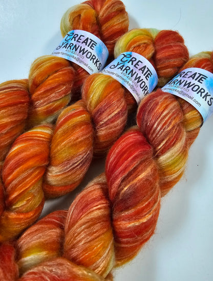 Pumpkin in Merino/Milk Fiber 67/33 blend Top 4oz braid