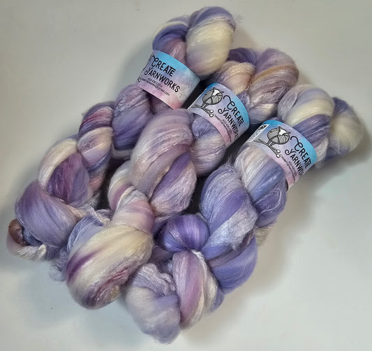 Lavender in Polwarth/Tussah Silk 67/33 custom blend Top 4oz braid