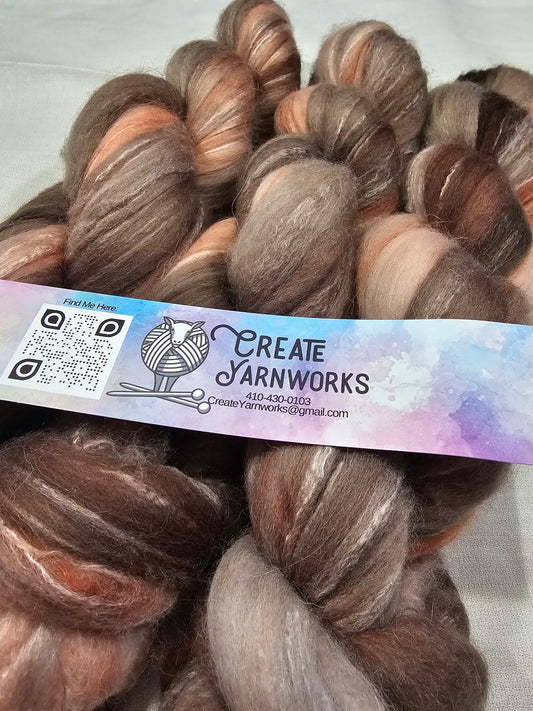 Earth in Cormo/ Rose Fiber/ Baby Alpaca custom blend Top 4oz braid