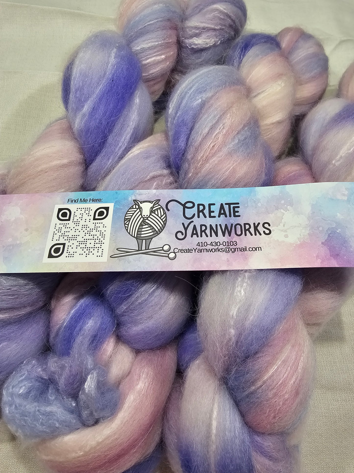 Lavender in Cormo/ Rose Fiber/ Baby Alpaca custom blend Top 4oz braid