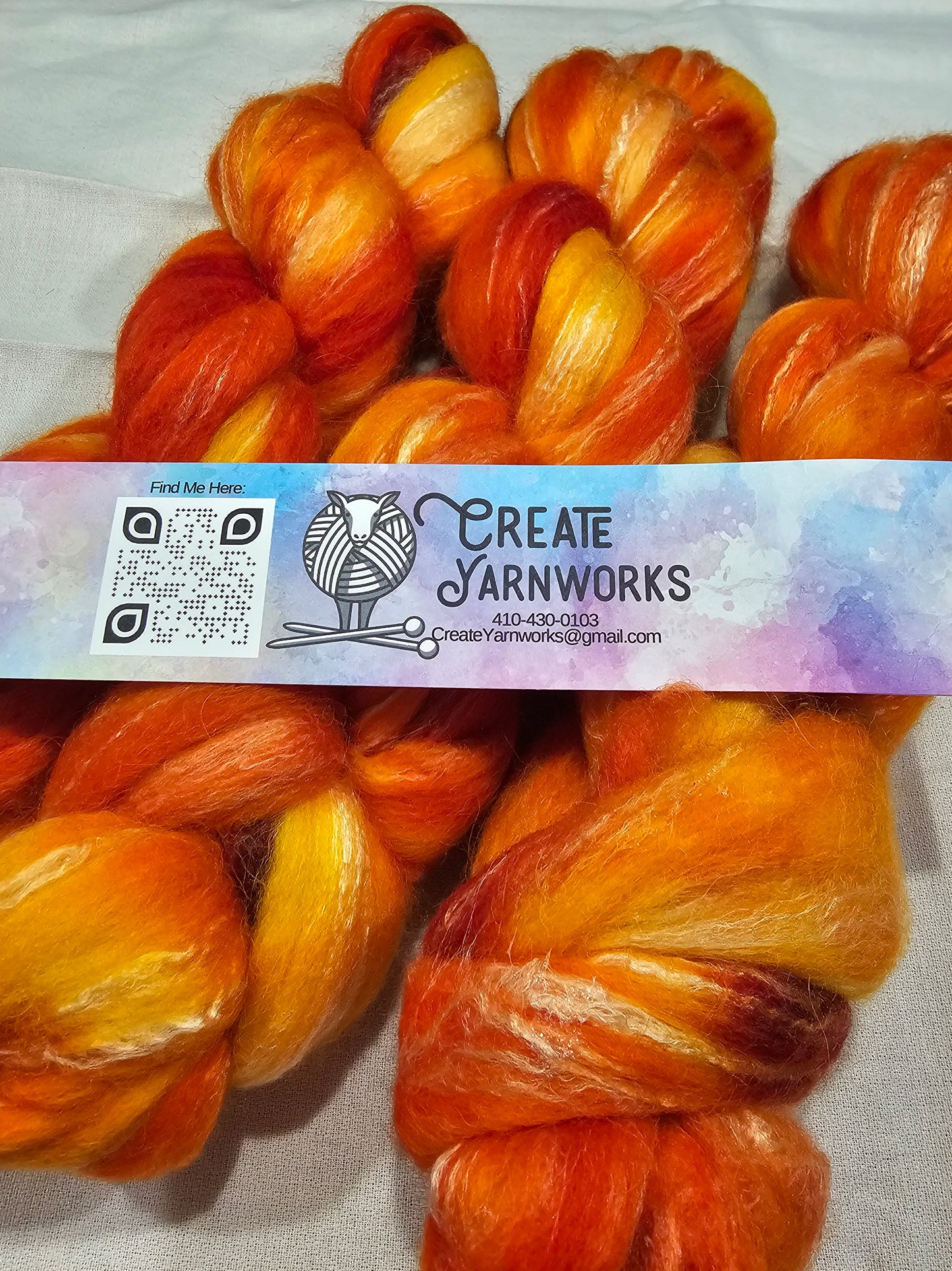 Pumpkin in Cormo/ Rose Fiber/ Baby Alpaca custom blend Top 4oz braid