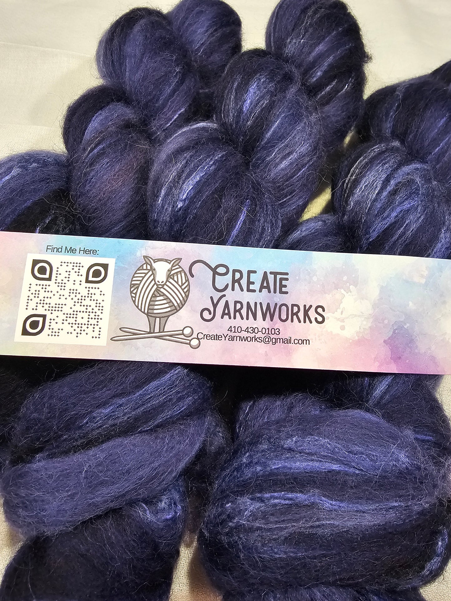Navy in Cormo/ Rose Fiber/ Baby Alpaca custom blend Top 4oz braid