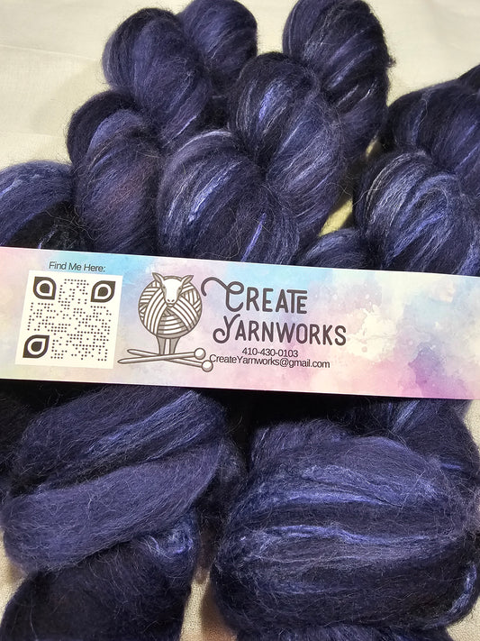 Navy in Cormo/ Rose Fiber/ Baby Alpaca custom blend Top 4oz braid