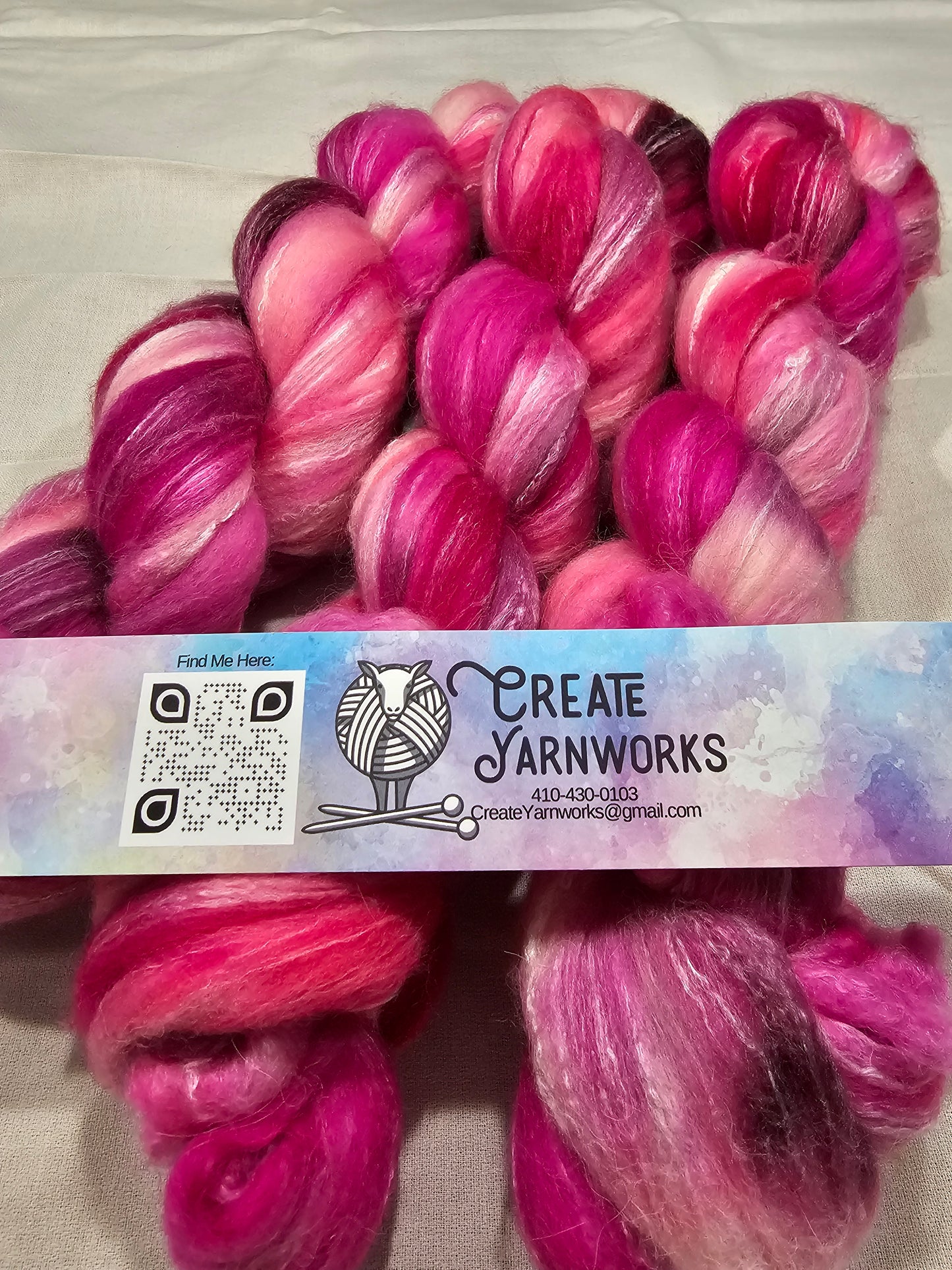 Pretty in Pink in Cormo/ Rose Fiber/ Baby Alpaca custom blend Top 4oz braid
