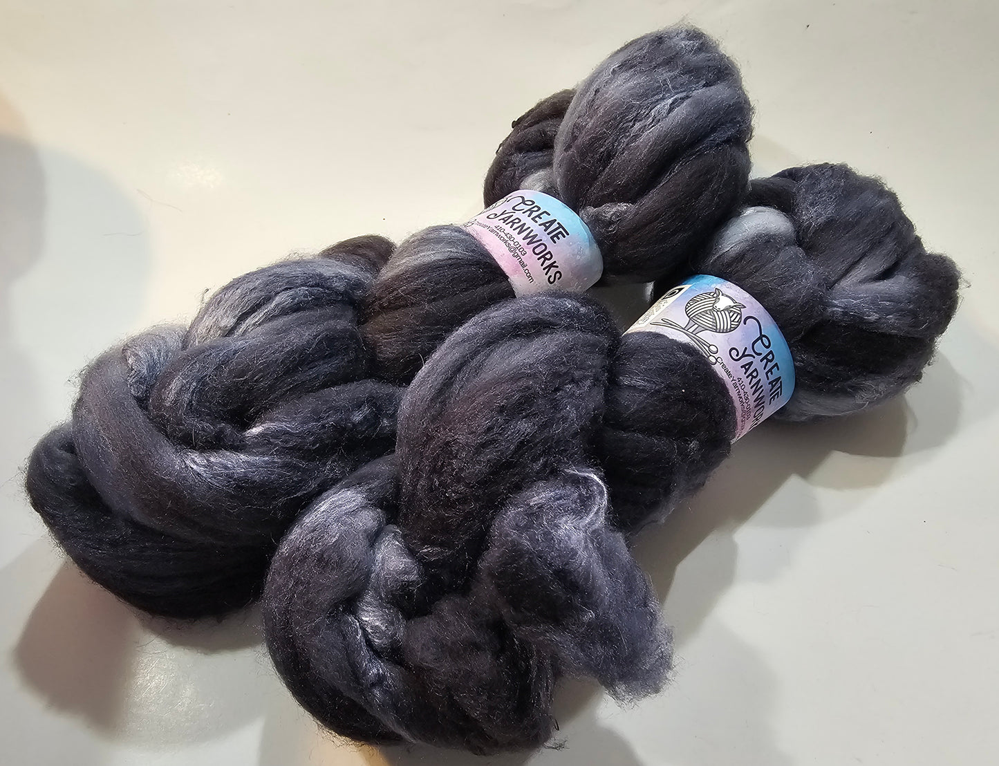 Almost Black in Merino/Tussah Silk 70/30 blend Top 4oz braid
