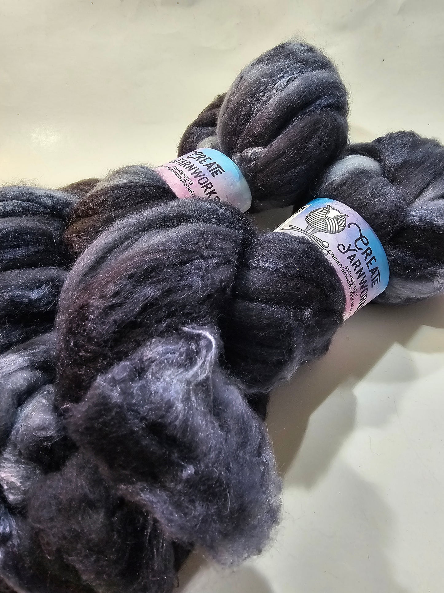 Almost Black in Merino/Tussah Silk 70/30 blend Top 4oz braid