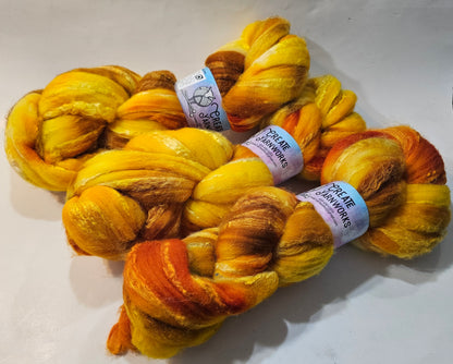 Goldilocks in Merino/Tussah Silk 70/30 blend Top 4oz braid