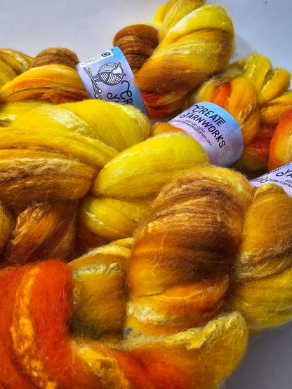 Goldilocks in Merino/Tussah Silk 70/30 blend Top 4oz braid