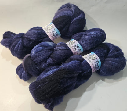 Navy in Merino/Tussah Silk 70/30 blend Top 4oz braid