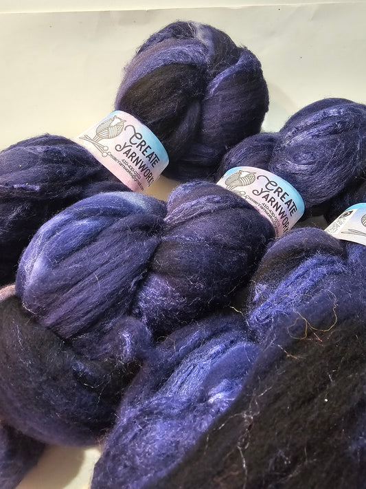 Navy in Merino/Tussah Silk 70/30 blend Top 4oz braid