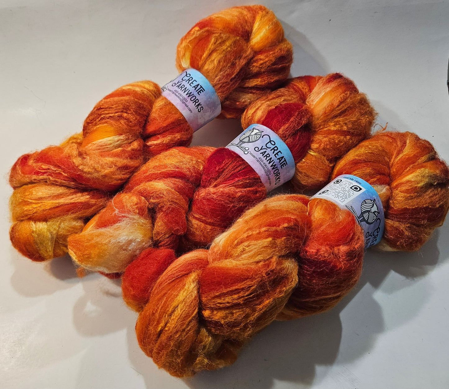 Pumpkin in Merino/Tussah Silk 70/30 blend Top 4oz braid