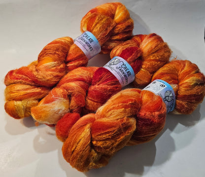 Pumpkin in Merino/Tussah Silk 70/30 blend Top 4oz braid