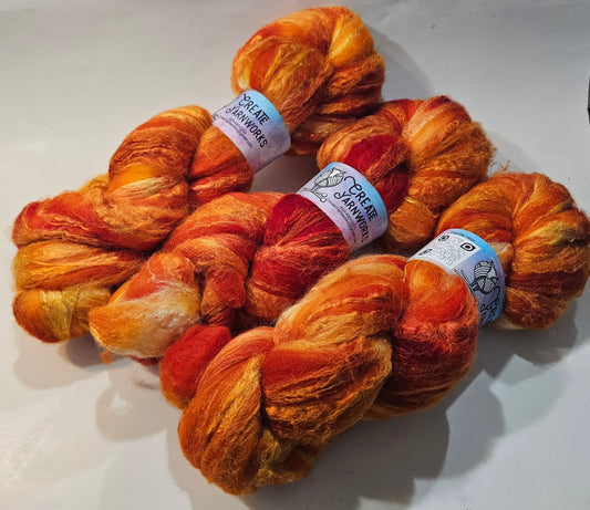 Pumpkin in Merino/Tussah Silk 70/30 blend Top 4oz braid