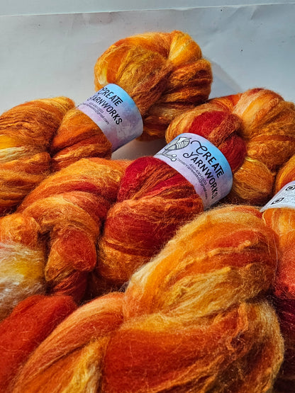Pumpkin in Merino/Tussah Silk 70/30 blend Top 4oz braid