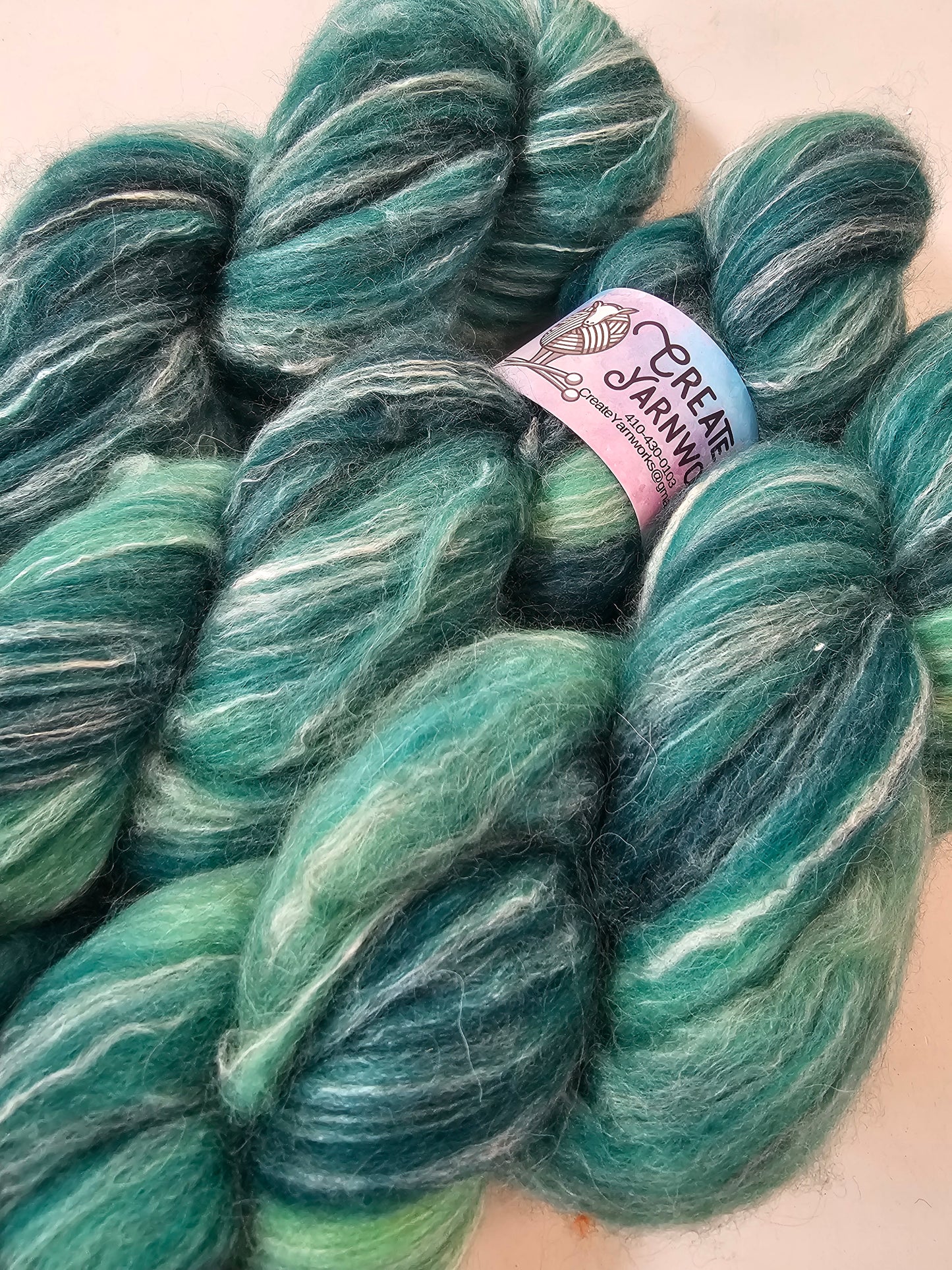 Forest in BFL, Rose Fiber and Baby Alpaca Top Roving Blend 4oz braid