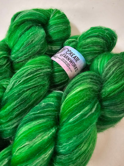 Irish in BFL, Rose Fiber and Baby Alpaca Top Roving Blend 4oz braid