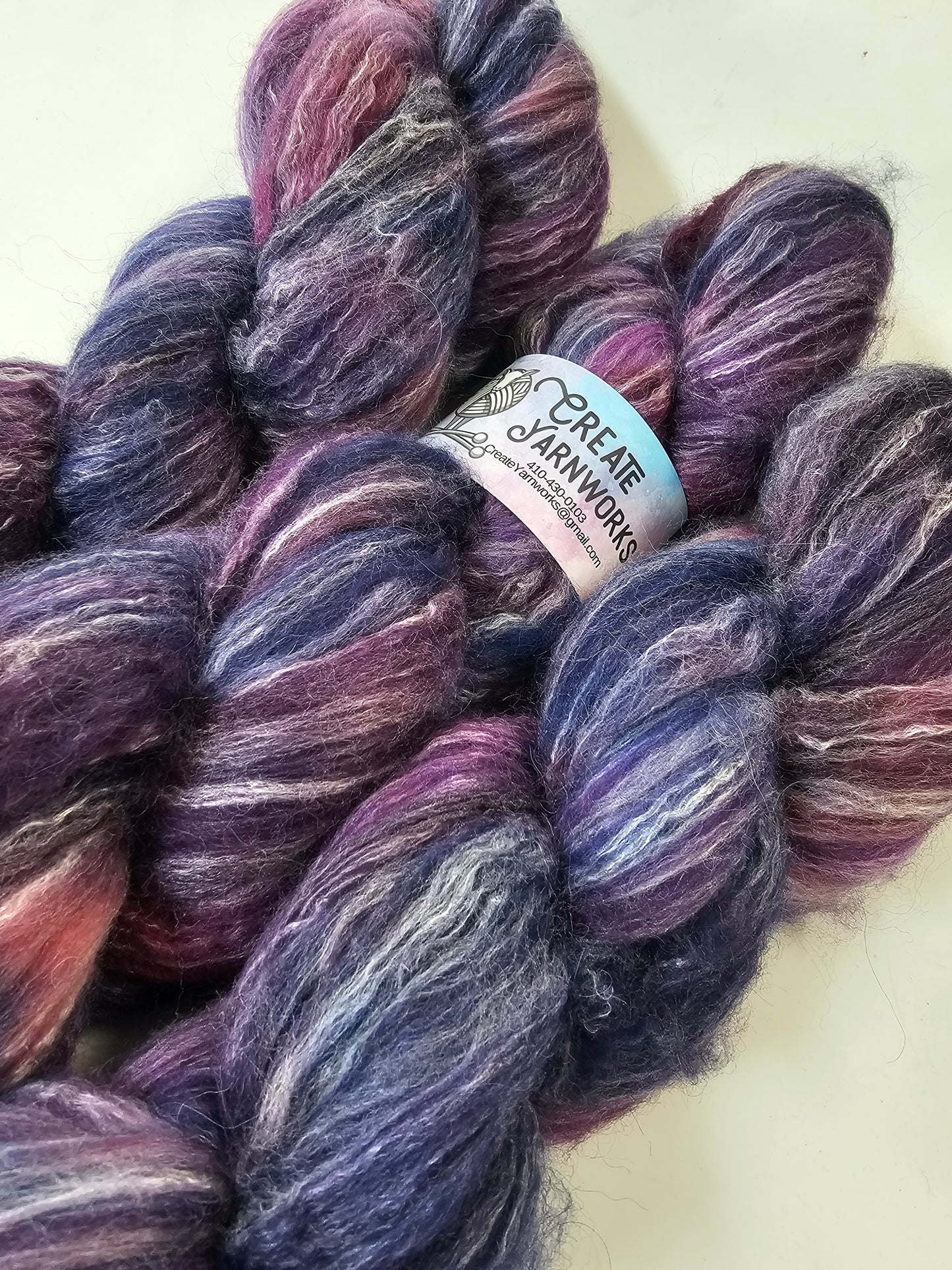 Purples in BFL, Rose Fiber and Baby Alpaca Top Roving Blend 4oz braid