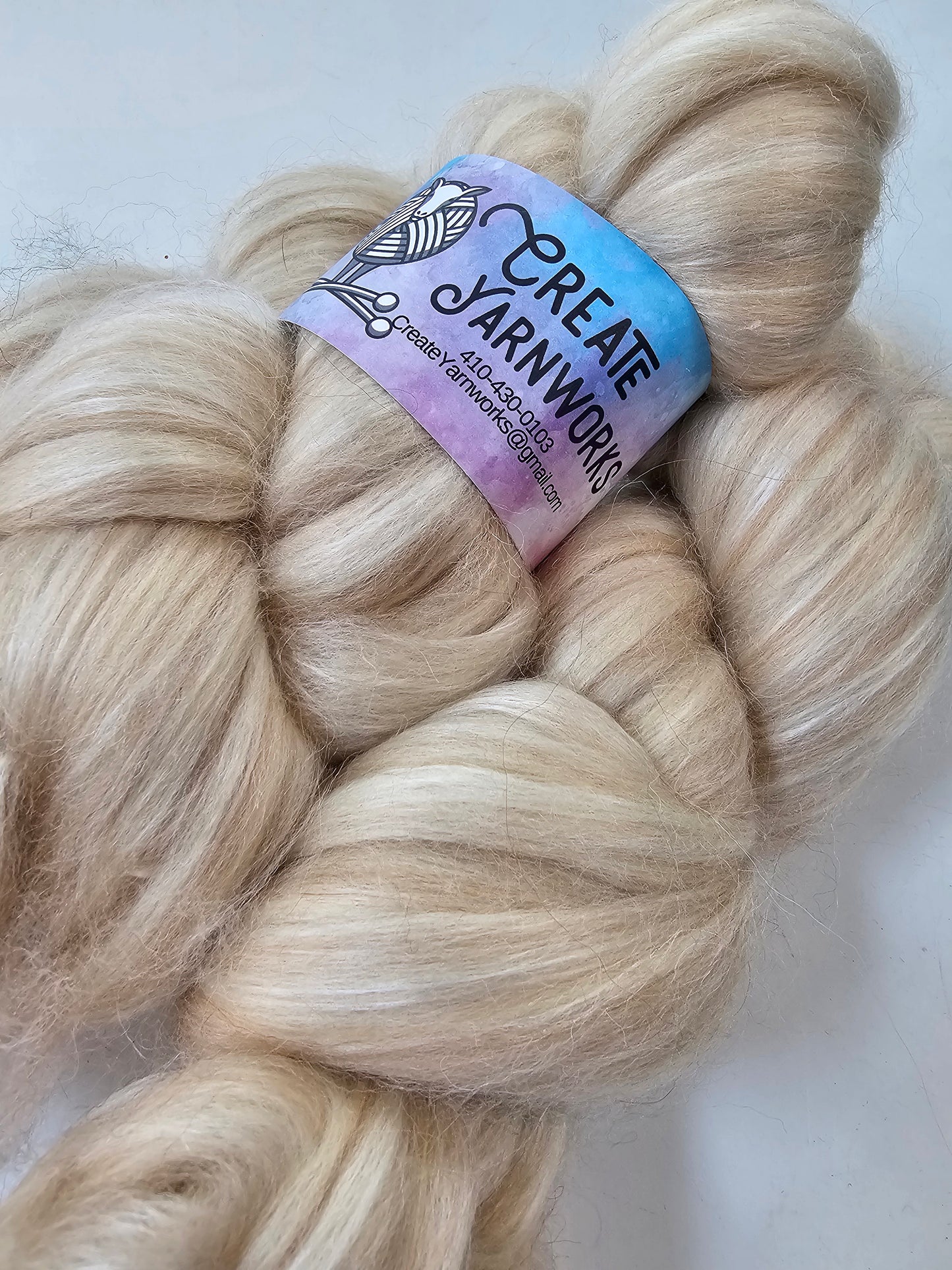 Naturals in BFL, Rose Fiber and Baby Alpaca Top Roving Blend 4oz braid