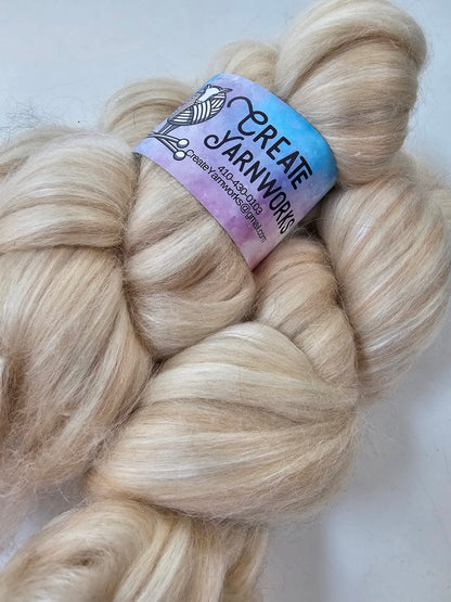 Naturals in BFL, Rose Fiber and Baby Alpaca Top Roving Blend 4oz braid