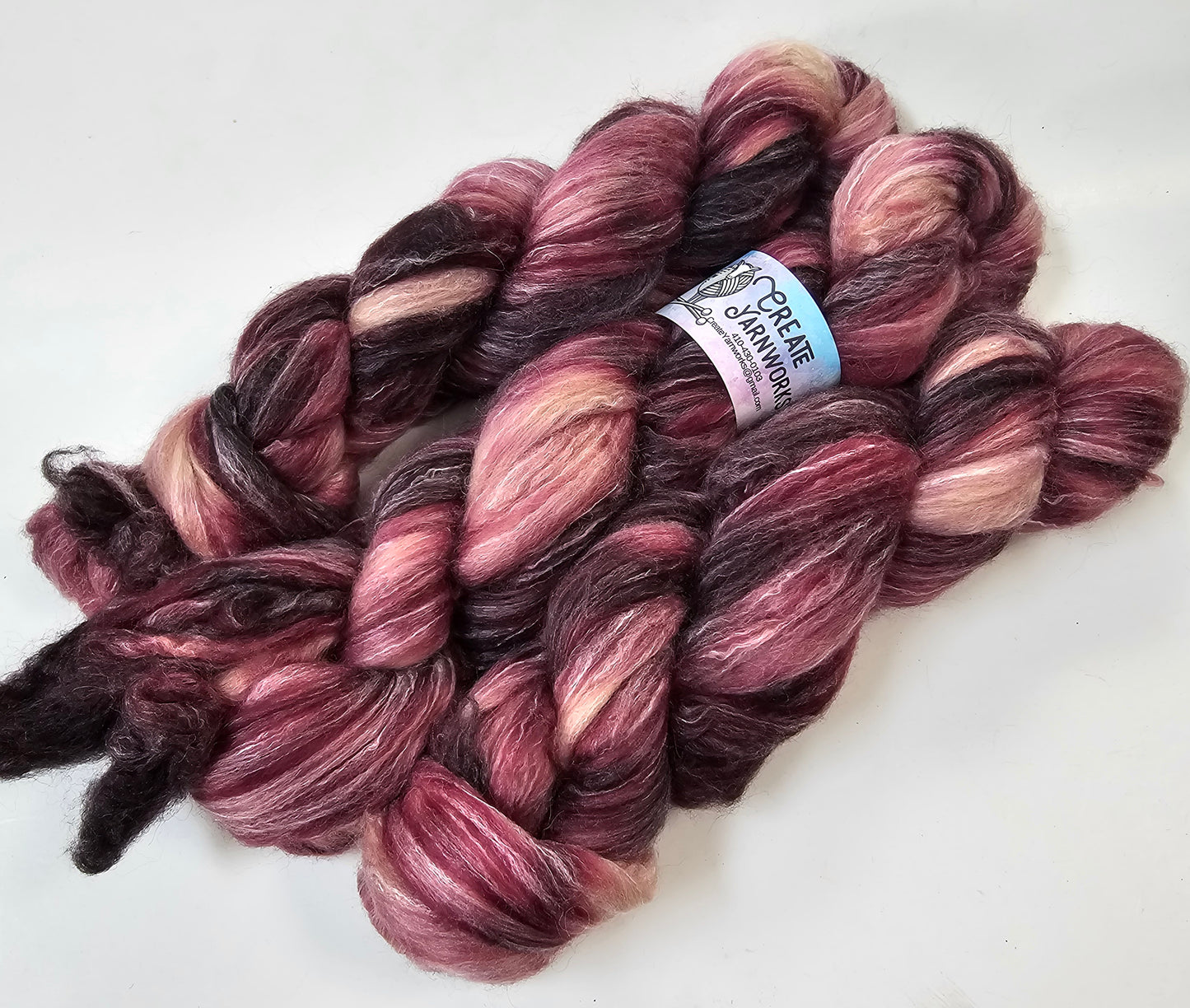 Wine Country in BFL, Rose Fiber and Baby Alpaca Top Roving Blend 4oz braid