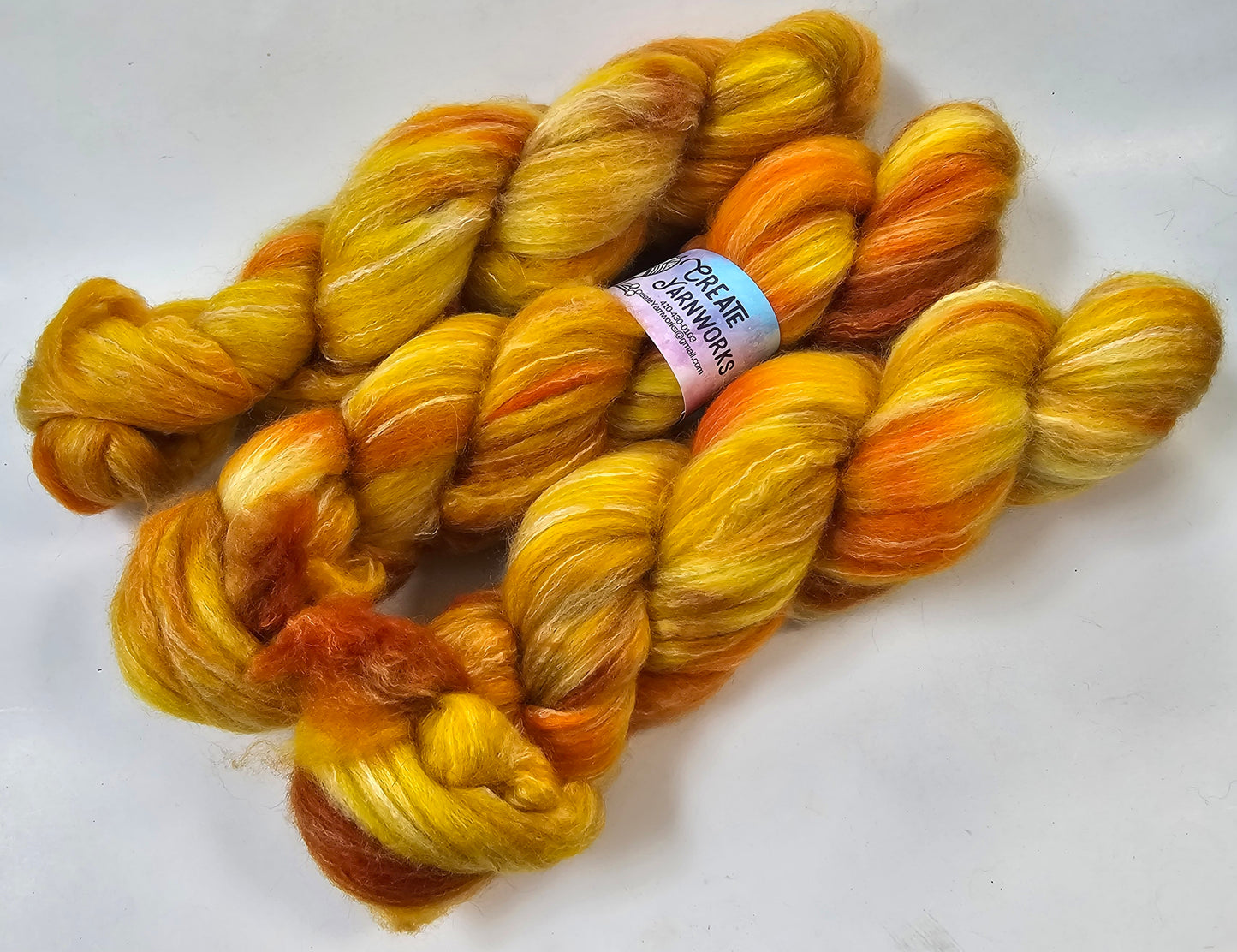 Goldilocks in BFL, Rose Fiber and Baby Alpaca Top Roving Blend 4oz braid