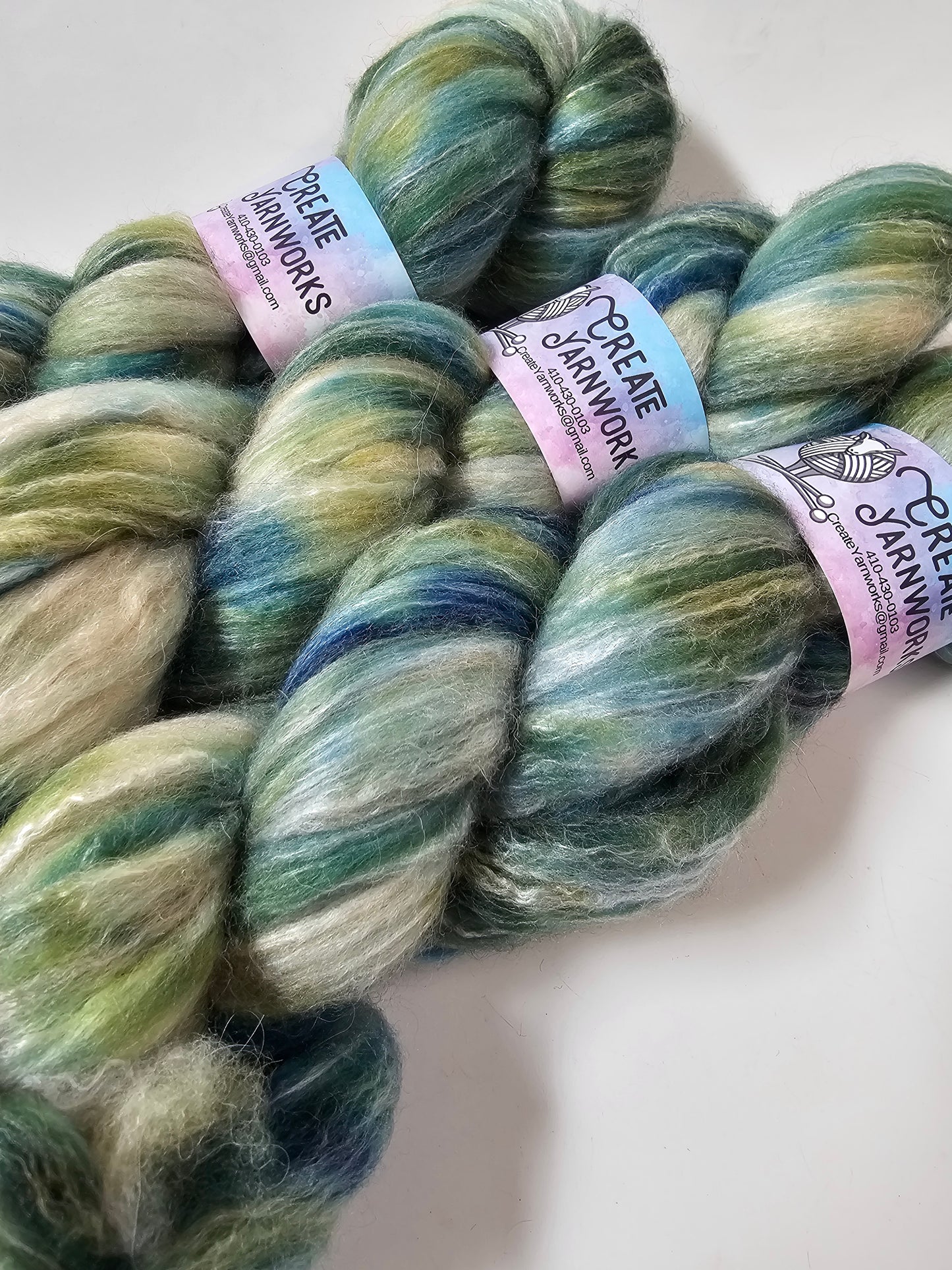 Oceans Deep in BFL, Rose Fiber and Baby Alpaca Top Roving Blend 4oz braid