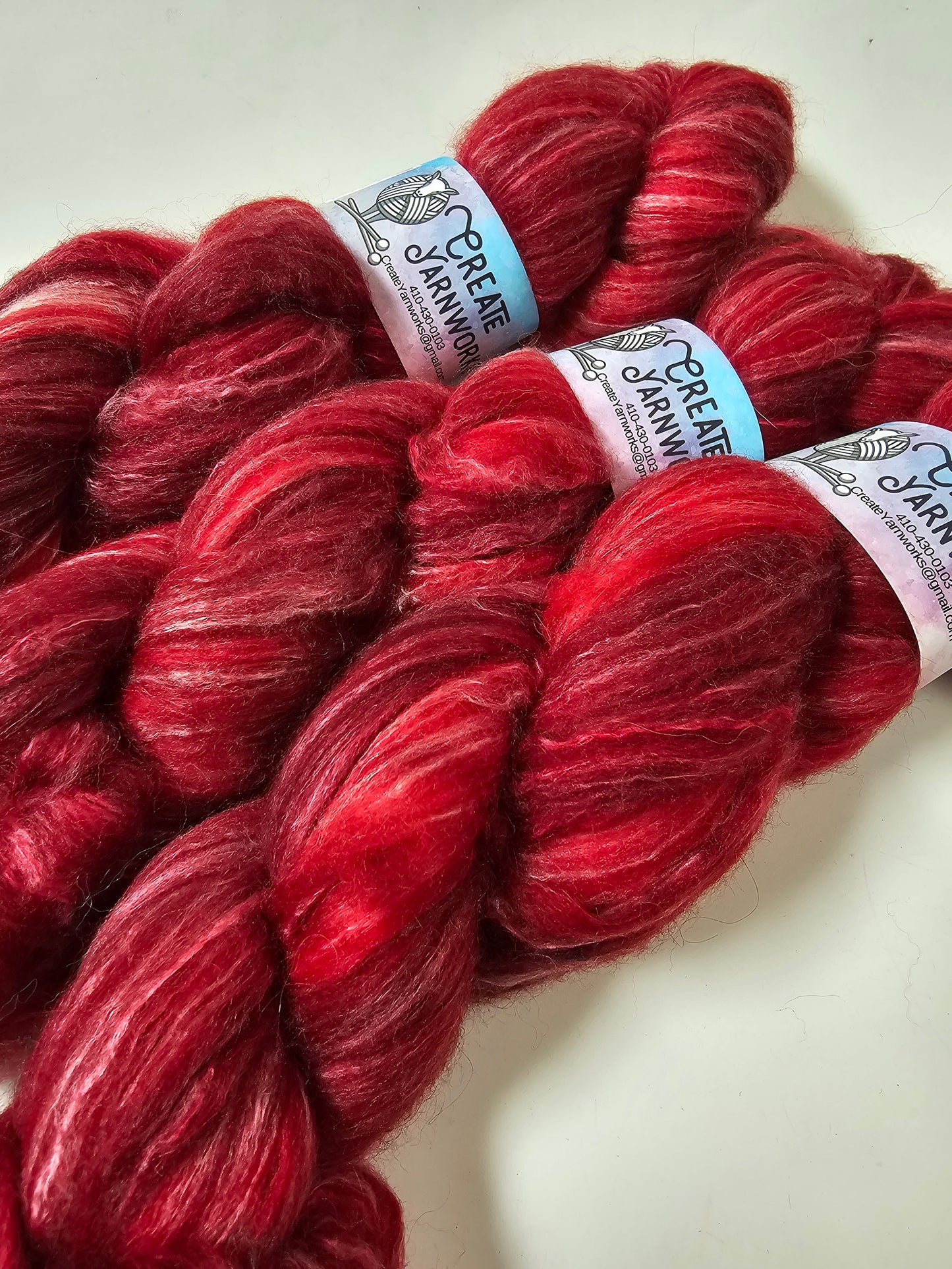 Ragin' Red in BFL, Rose Fiber and Baby Alpaca Top Roving Blend 4oz braid