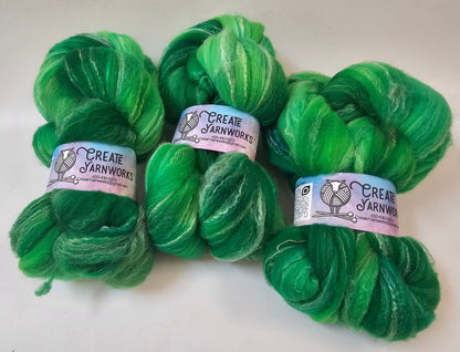 Irish in Targhee, Bamboo and Silk Top Roving Custom Blend 4oz braid